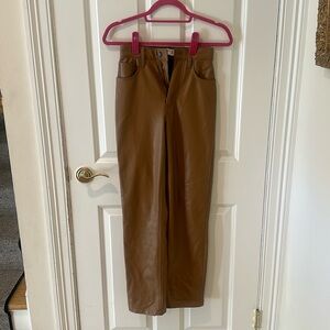 Abercrombie vegan leather 90s high rise straight leg pants